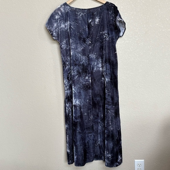 Pure Jill Tie Dye Stretch Velvet Midi Dress Women’s Medium Petite Blue Gray - Picture 5 of 9